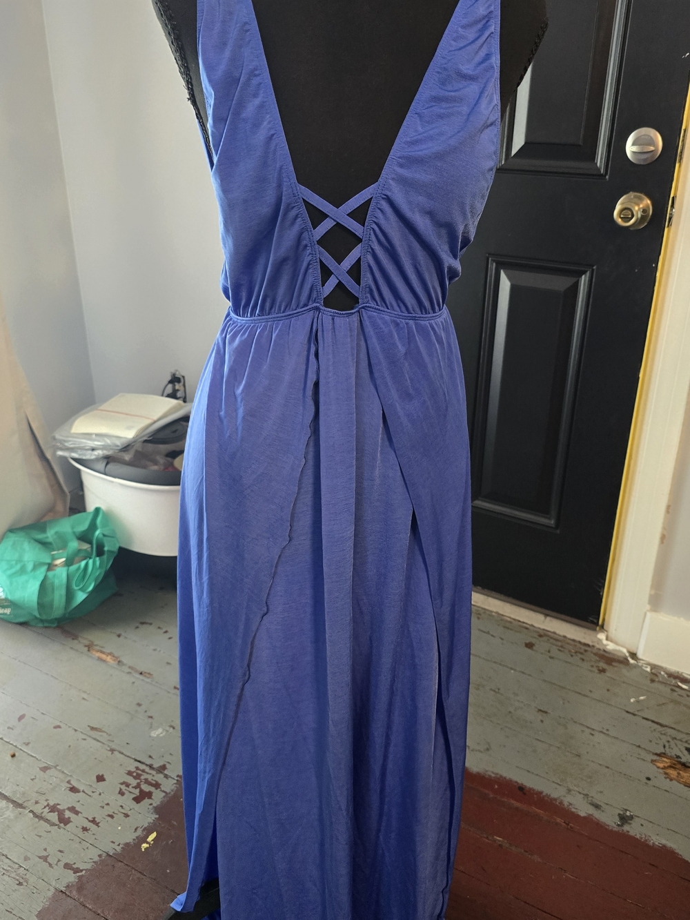 Wicked Weasel Blue Sleeveless Crisscross Back Maxi Dress